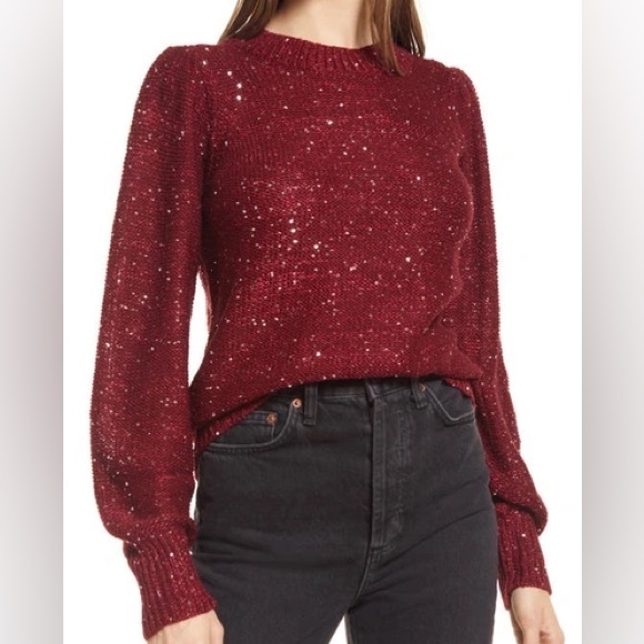 Vero Moda Sweaters - Vero Moda Leilani Black Knit Sequin Holiday Bling Balloon Sleeve Sweater